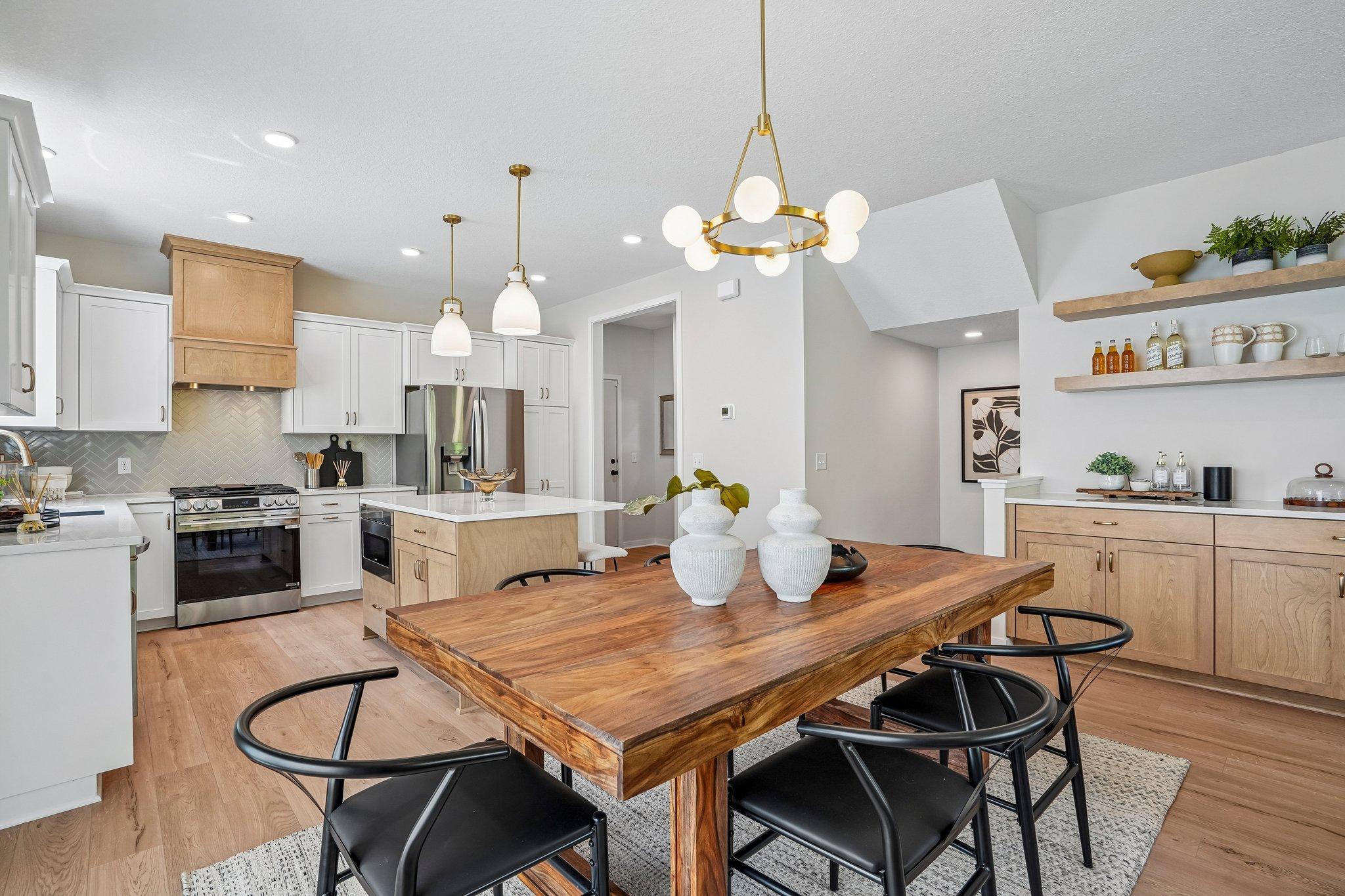 Light wood mixed with the white wood brings style into the home.