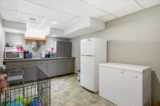 Kitchenette in lower level. Stove has been removed but is stored in garage.