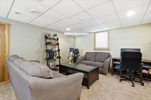 Lower level recreation room offers more space for entertaining and relaxing.