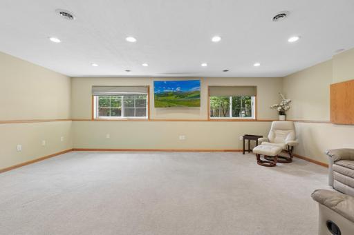 Huge lower level family room offering plenty of space for relaxing, entertaining, movie nights, or a variety of other activities.