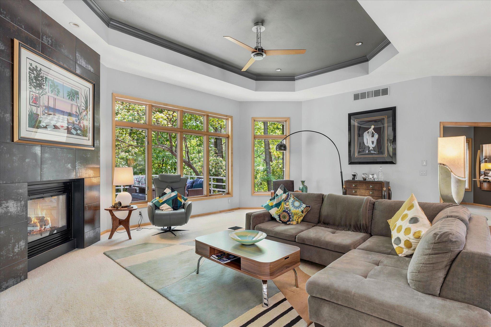 Living Room w/Tray Ceiling & Ample Windows