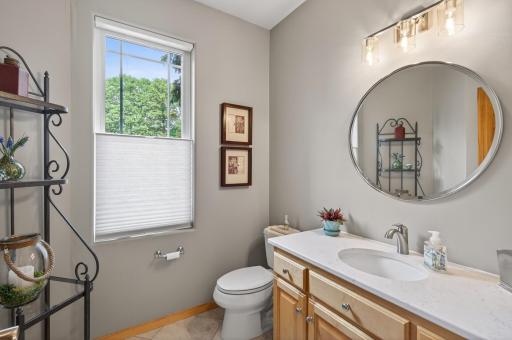 A stylish main-level powder room just where you need it.