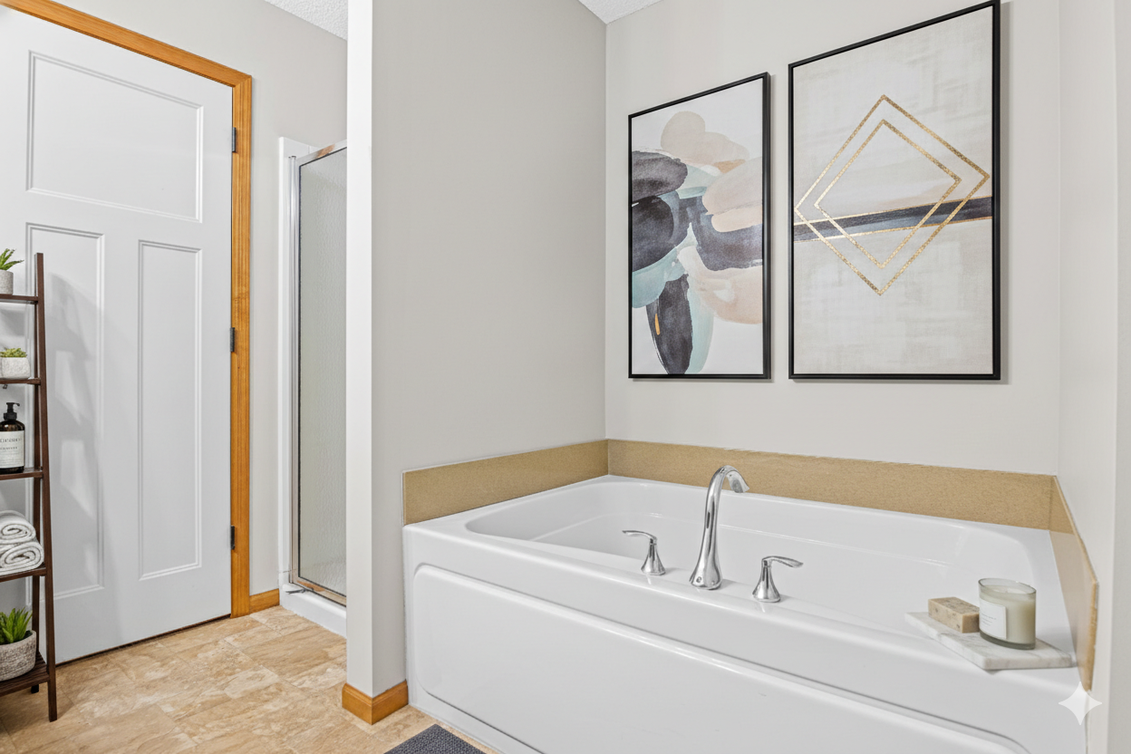 Virtually staged primary bath
