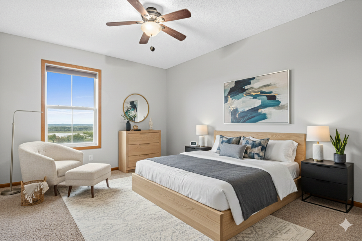 Virtually staged bedroom 2