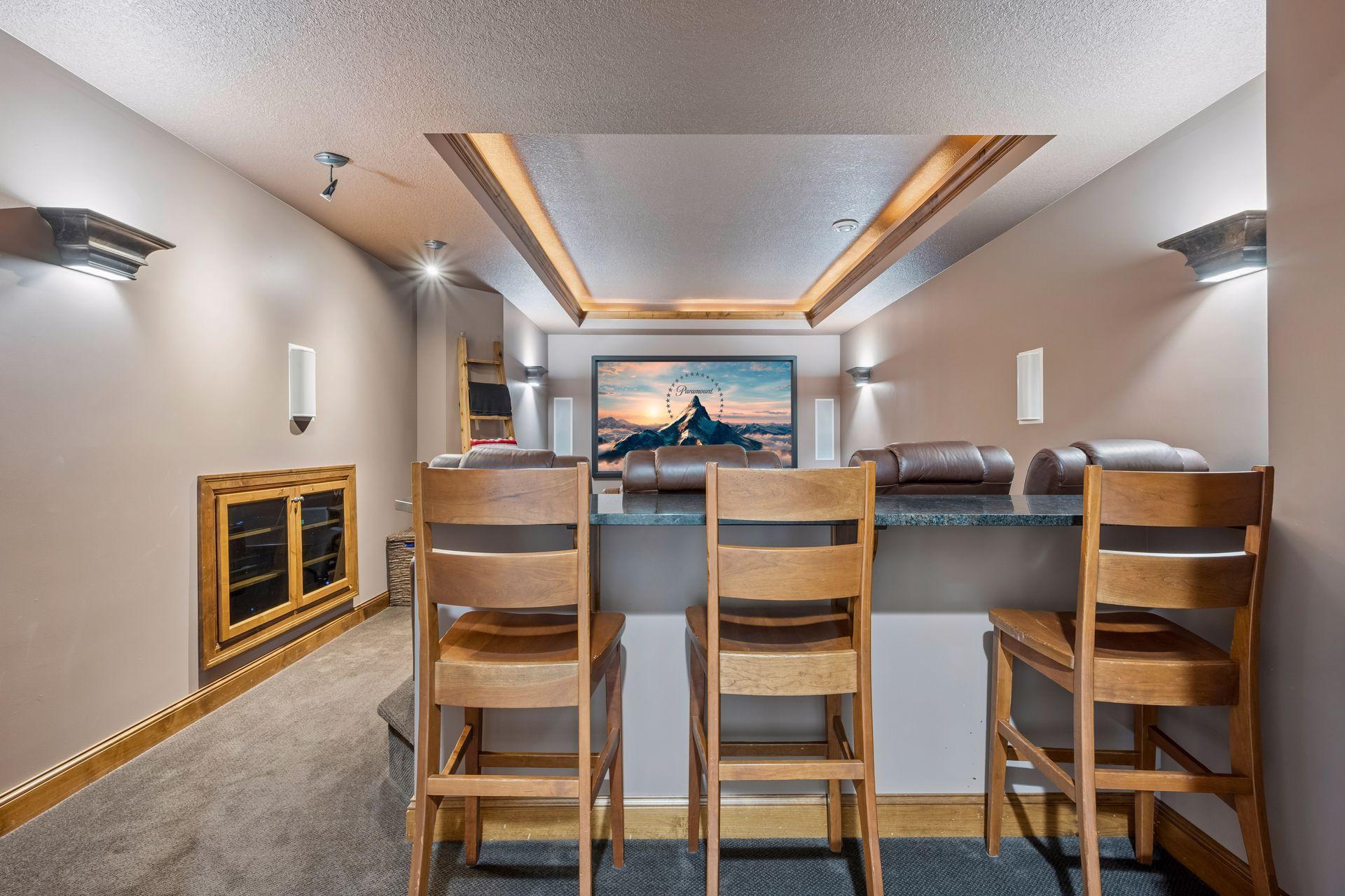 Lower level movie theater
