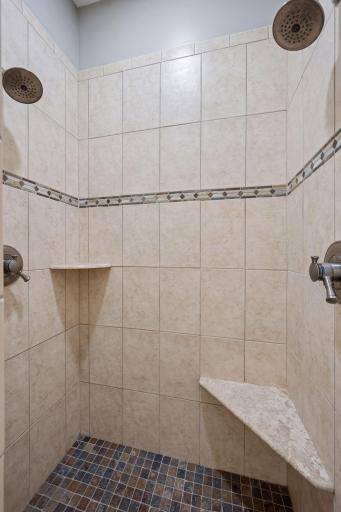 lower level shower with dual shower heads