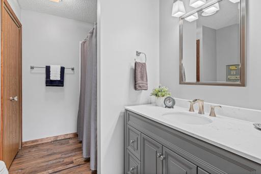 Beautiful full bathroom with a big closet for storage.