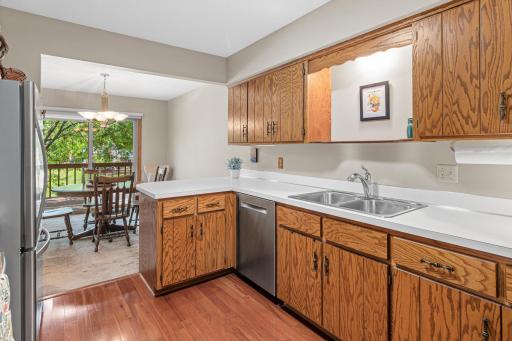 Ample cabinetry and workspace make it easy to stay organized while remaining connected to the main living areas.