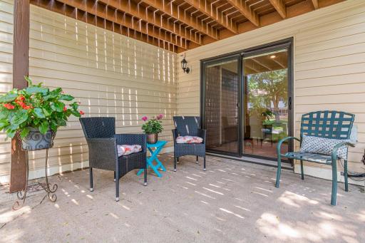 The lower level patio in the perfect place to say hi to neighbors and people walking by. Enjoy a beverage after a busy day on this great patio.