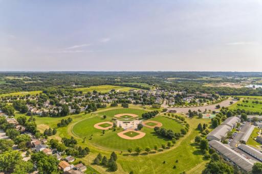 Aerial shot of the Essex Estates Community.