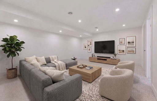 Lower level family room- Virtually staged