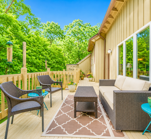 Invite the whole neighborhood for morning yoga or evening cocktails! Photo Brightened.