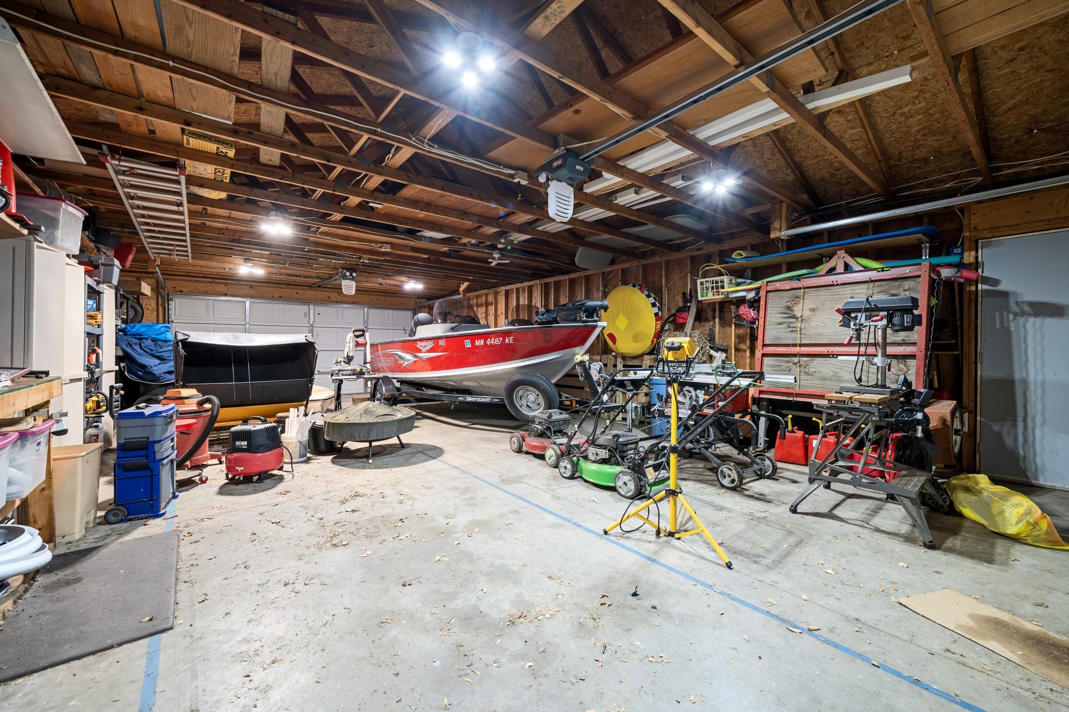 Lots of storage for lake toys, yard games, boats, vehicles, and more!