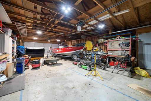 Lots of storage for lake toys, yard games, boats, vehicles, and more!