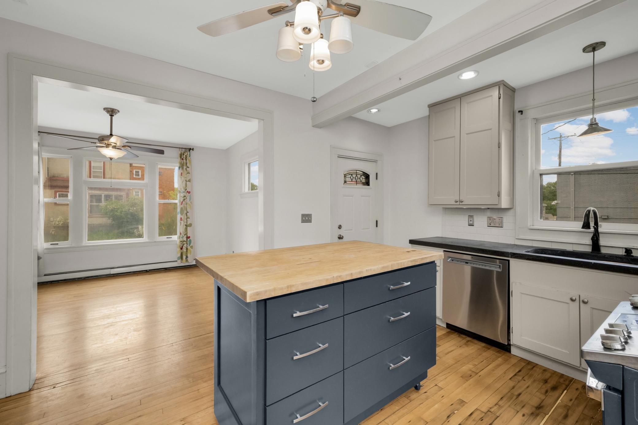 Lots of storage in this highly functional space, include storage drawers in the island