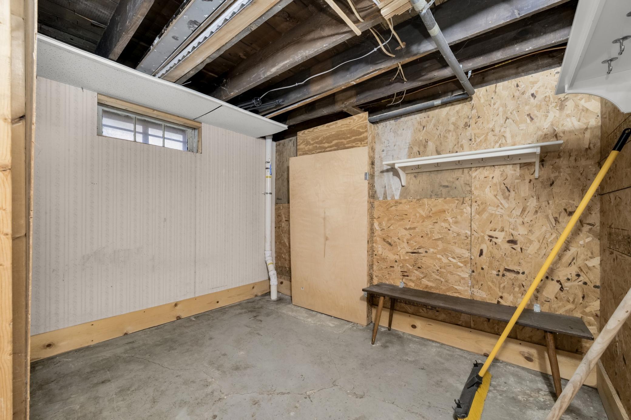 Lower level has room for storage