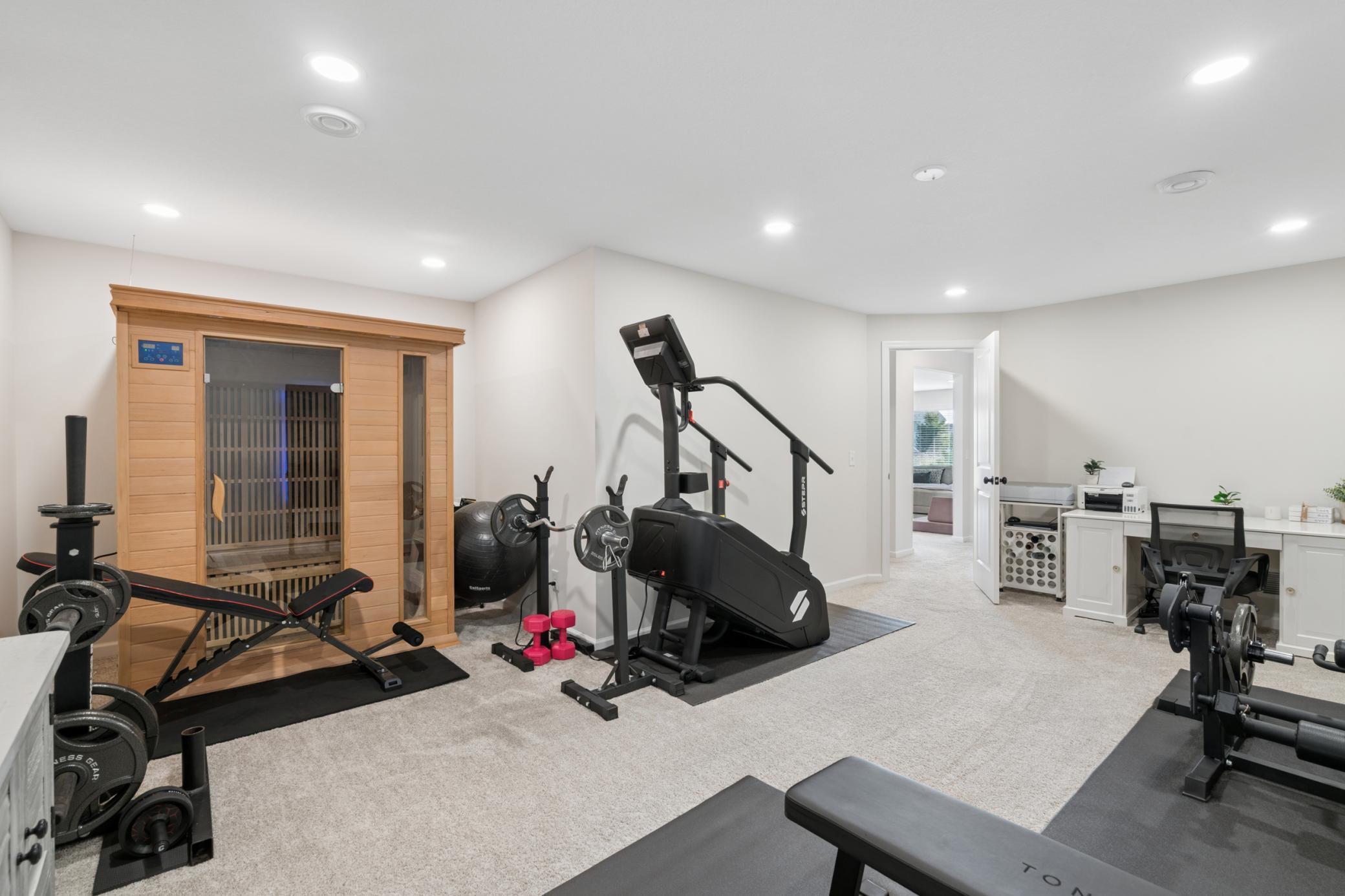 Flex room in lower level - use as a home gym, office or non-conforming 4th bedroom