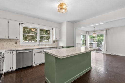 Kitchen facing dining area