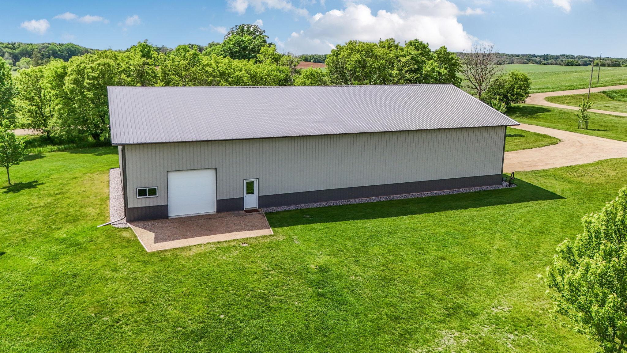 Shop entrance on side of building. 10x10 garage door