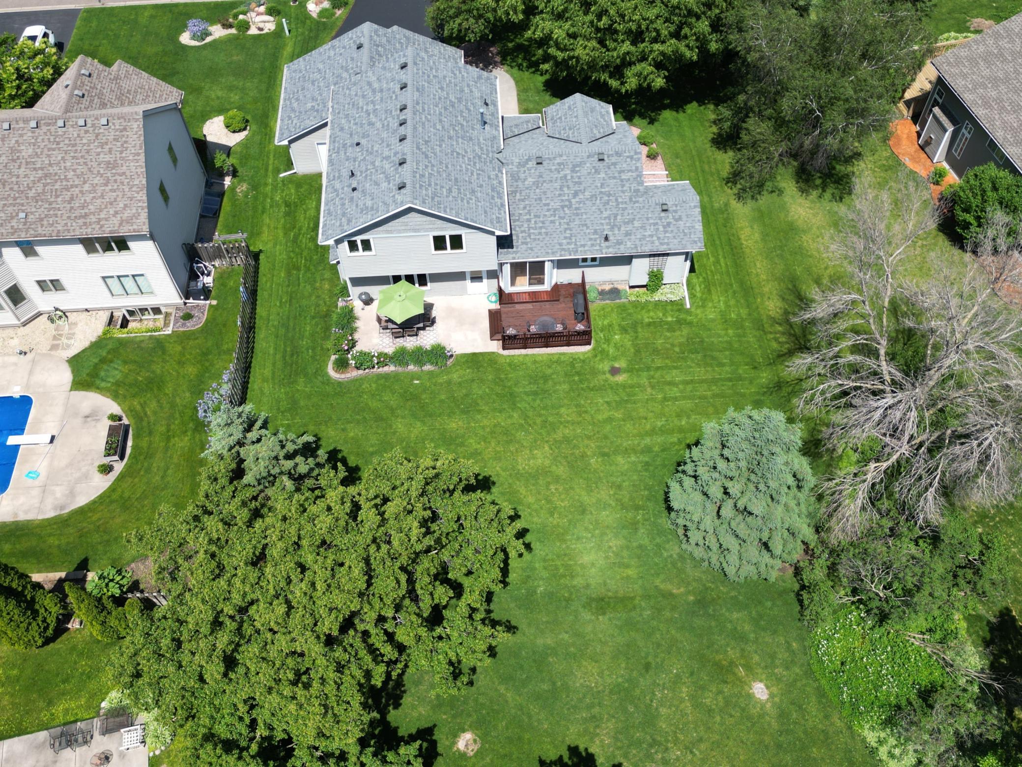 Check out the layout of the backyard and the deck and patio!