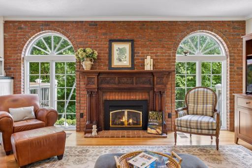 Charming brick surround fireplace in the living room