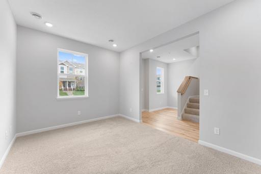 Work, live or play, the rec room has you covered! What a perfect spot for a home office, lounge area, or exercise space. Similar home shown, Color and options can vary.