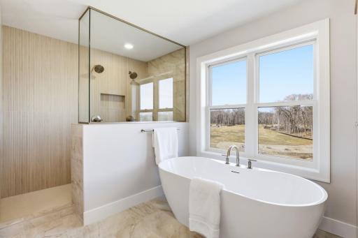 Upper Level Primary Bath - Separate soaking tub and shower