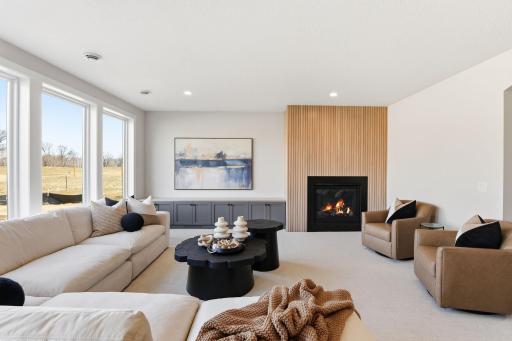 Lower Level Family Room with gas fireplace