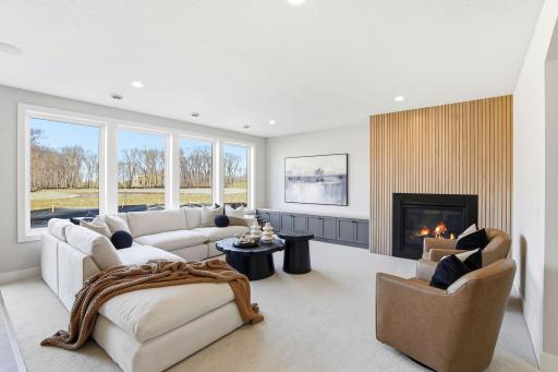 Lower Level Family Room with gas fireplace