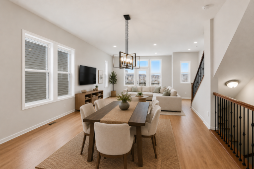 Dining room and living room - virtually staged