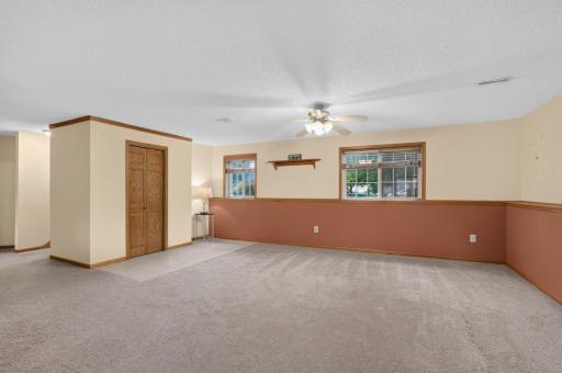 Expansive finished space with room for multiple uses.