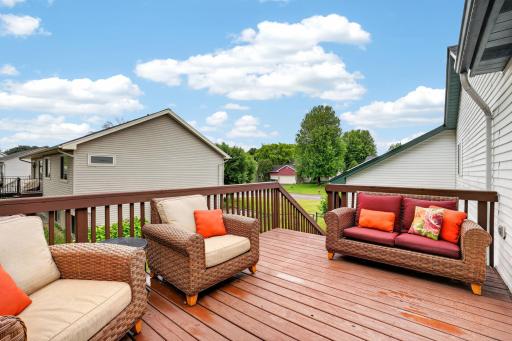 Great space for outdoor dining, grilling, and relaxation.