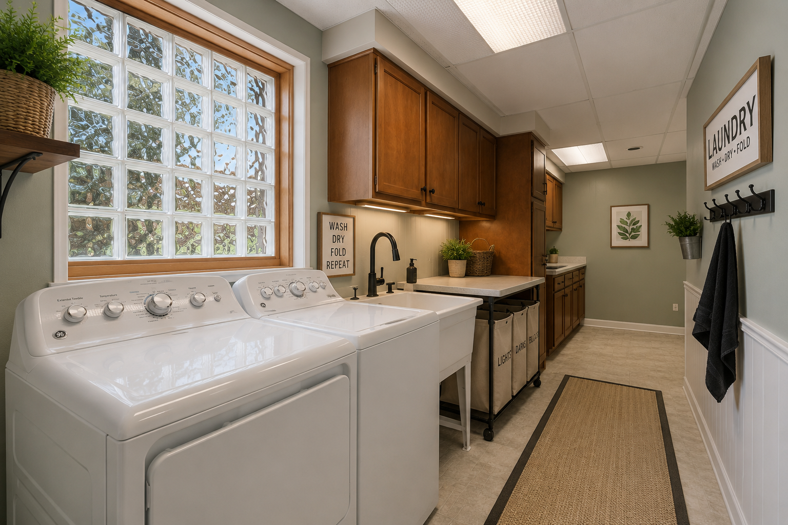 Lower level laundry room is fresh and bright.
Virtually staged