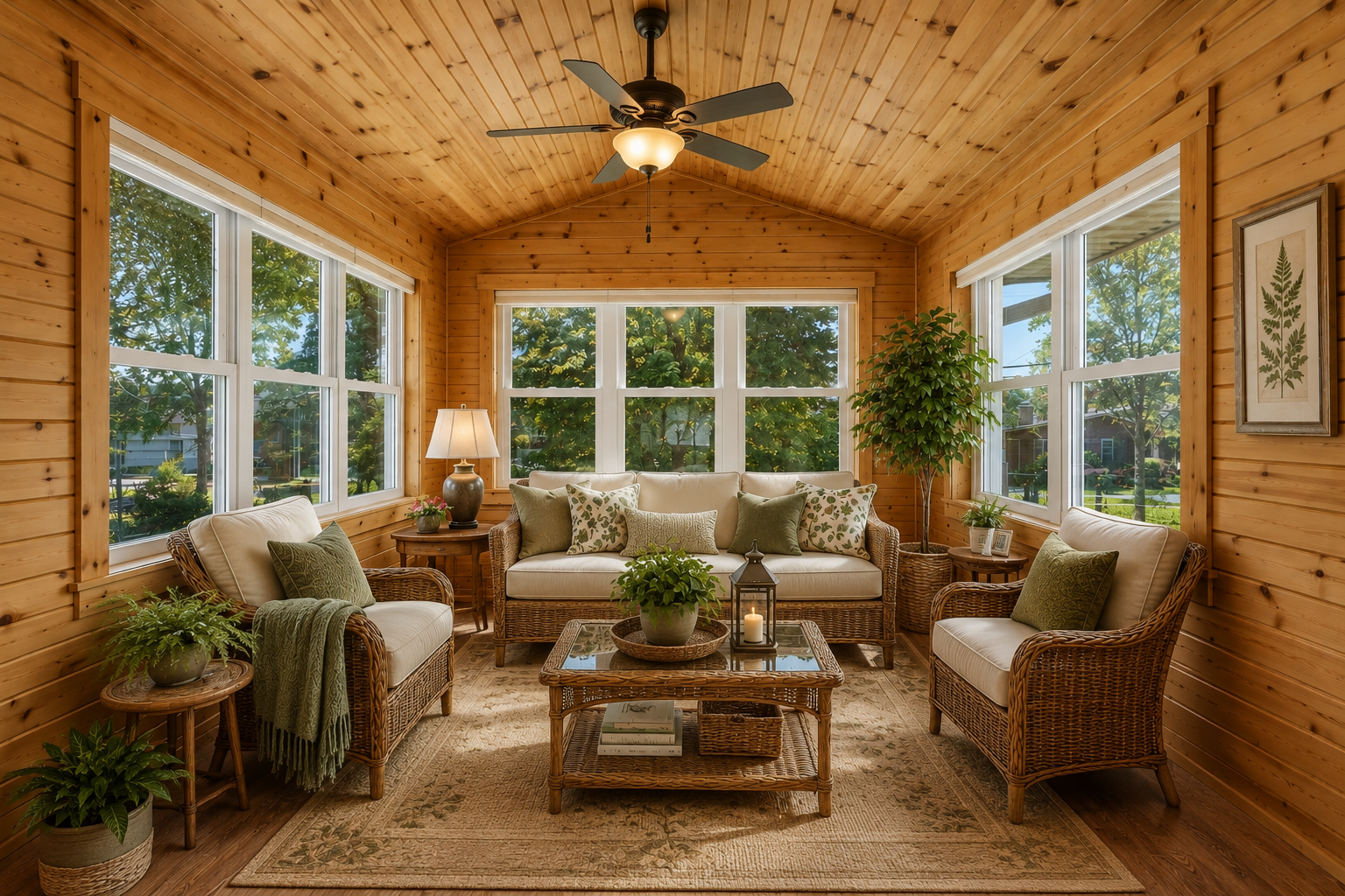 Coszy four season porch addition off the dinning room.
Virtually staged