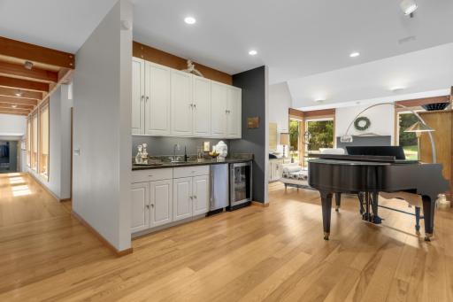 Bar area is perfectively positioned between the living room and dining room.