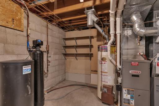 Furnace with just serviced and water softener is owned.