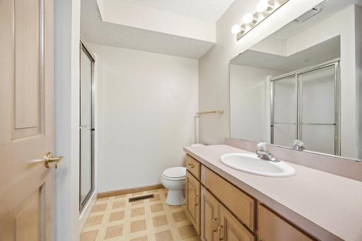 3/4 bathroom in lower level connected to 4th bedroom and amusement room/kitchenette.
