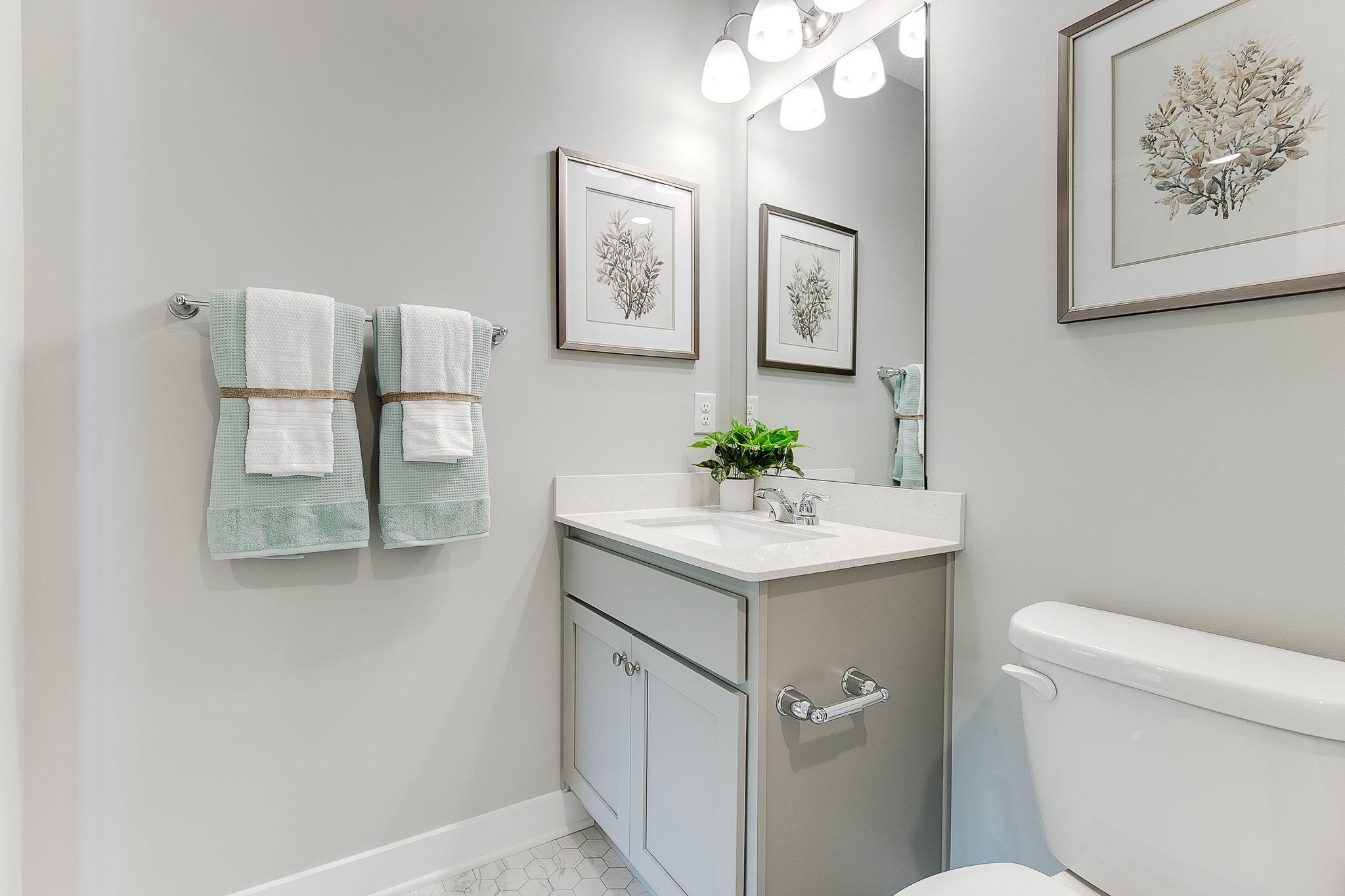 The Bryant II Lower Level Bathroom at Highlands at Eagle View in Elko New Market. Photo is of similar home. Options and colors may vary. Ask Sales Agent for details.
