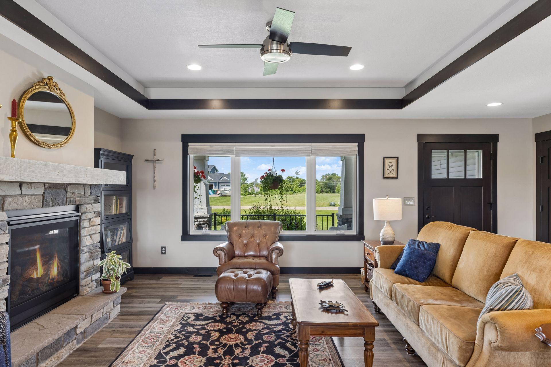 Large picture window soaks in the natural light