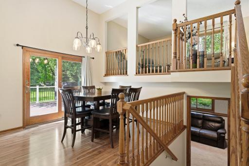 The kitchen opens into the dining room area which is open to the living room area and the patio door leads to the huge 15 x 22 maintenance free deck.