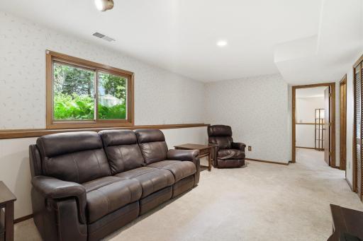 Another view of the large family room in the lower level.