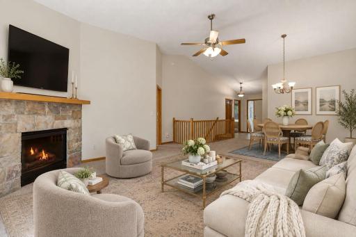 Virtually Staged Living Room and Dining Room