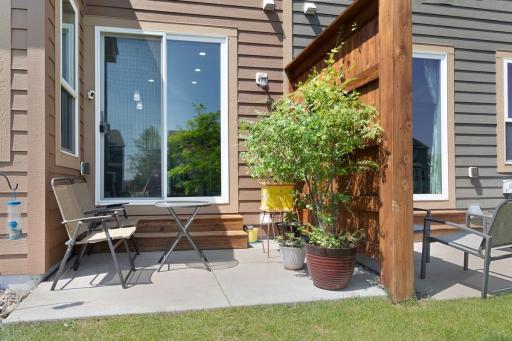 Rear patio opens up to green space to the south