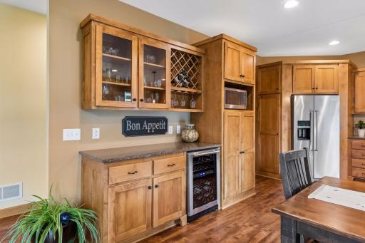 Plenty of pantry storage space and a built in beverage station