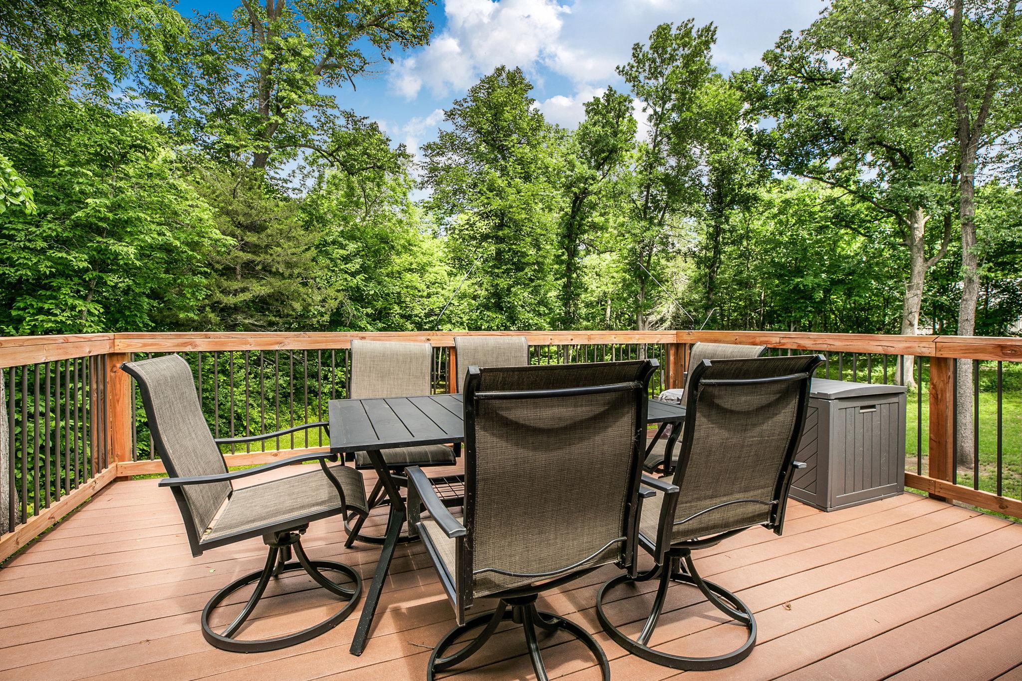 Step directly from the dining room onto the composite deck, creating the perfect space for outdoor dining, entertaining, or relaxing while taking in the peaceful views.