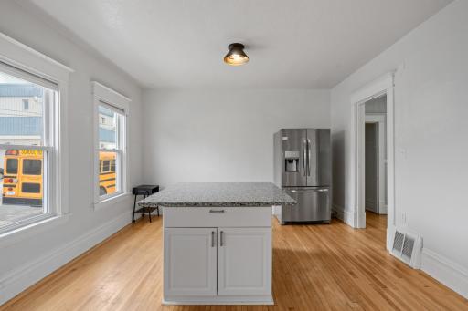 Dining flows into kitchen