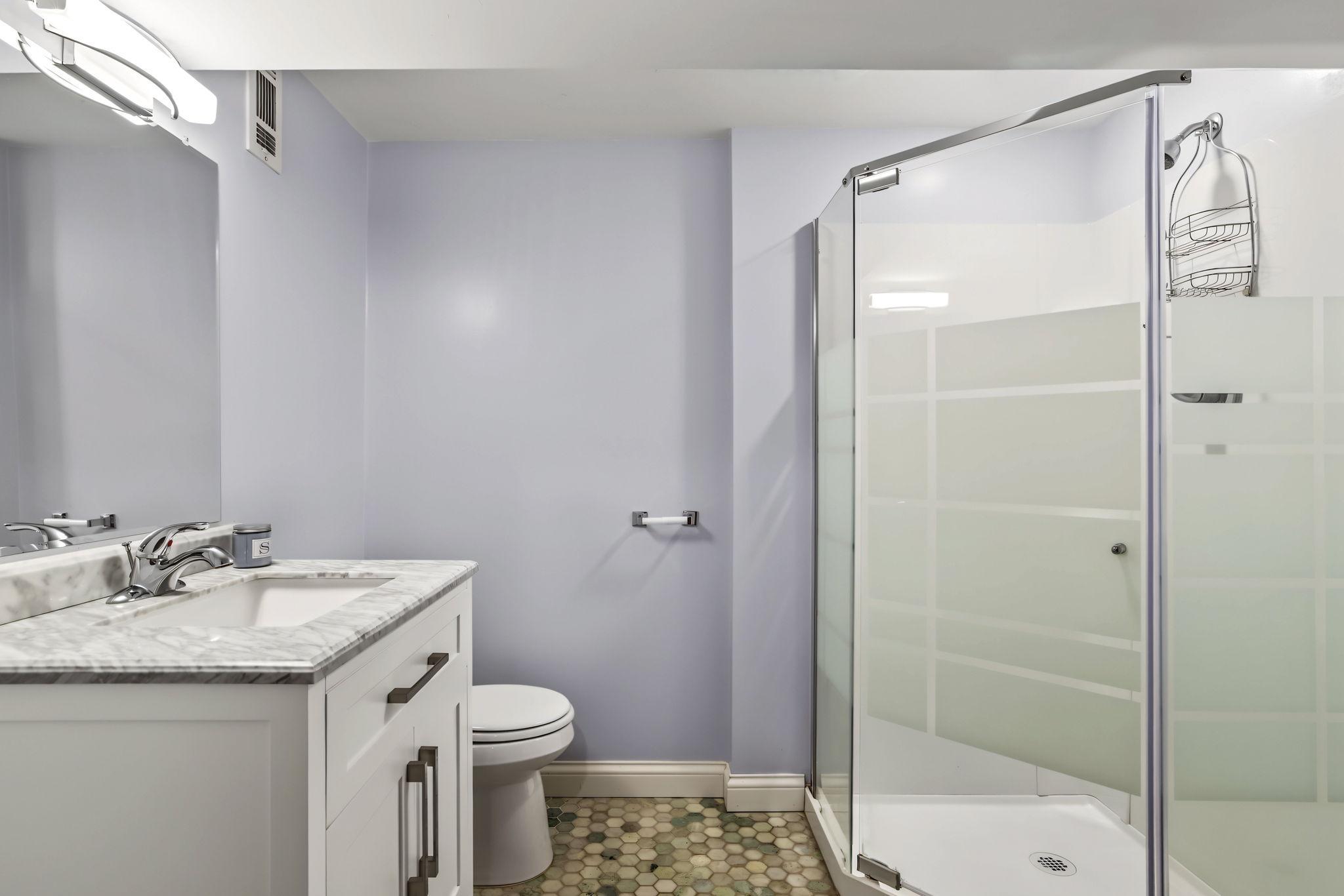Updated lower level 3/4 bathroom.