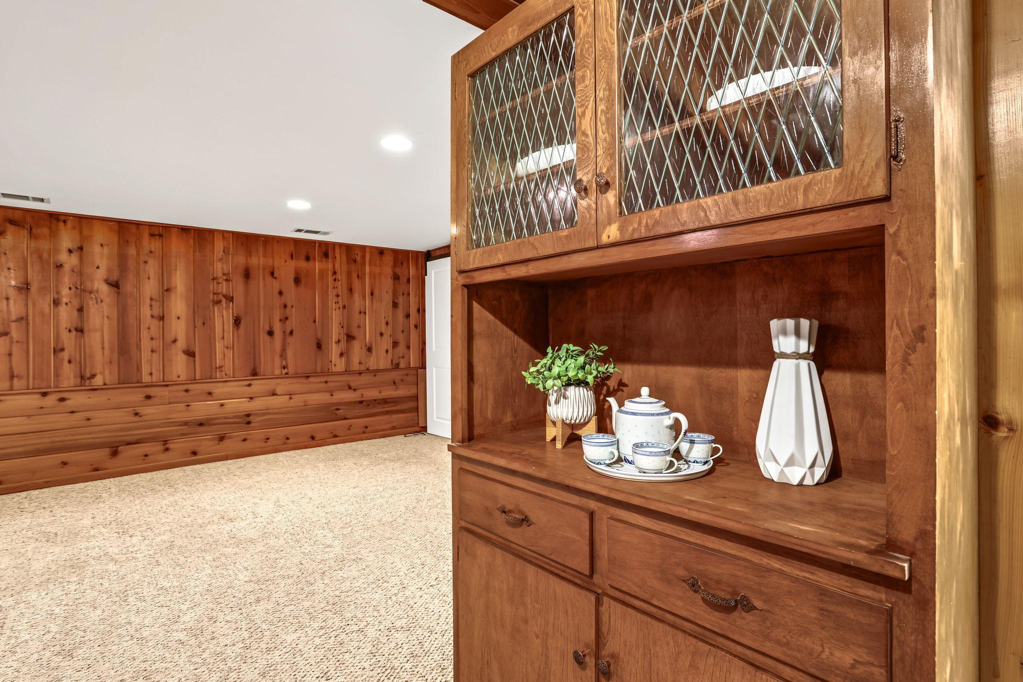 Bult-in cabinet is so cute and functional!