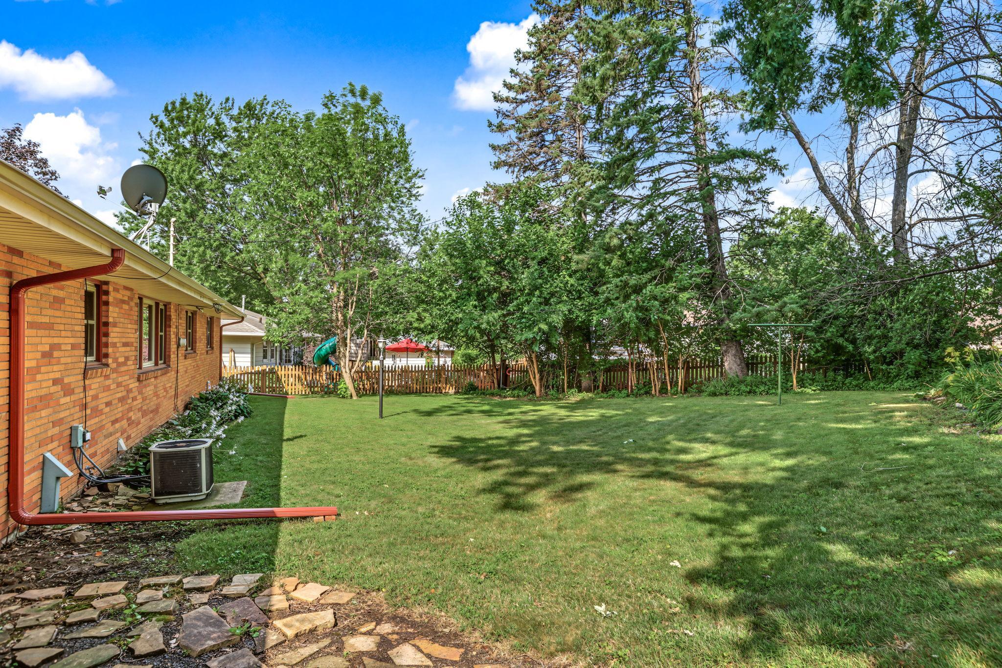 View of backyard from patio.