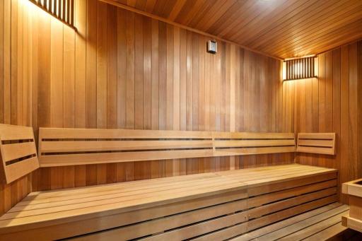 A sauna will allow residents to relax after a workout or brisk swim.